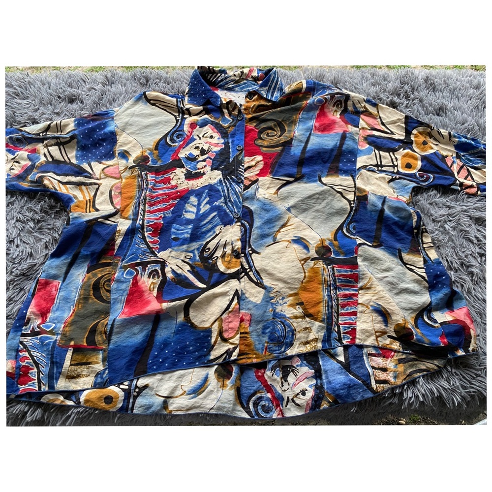 3POTATO button down multicolor blouse - Picture 3 of 9